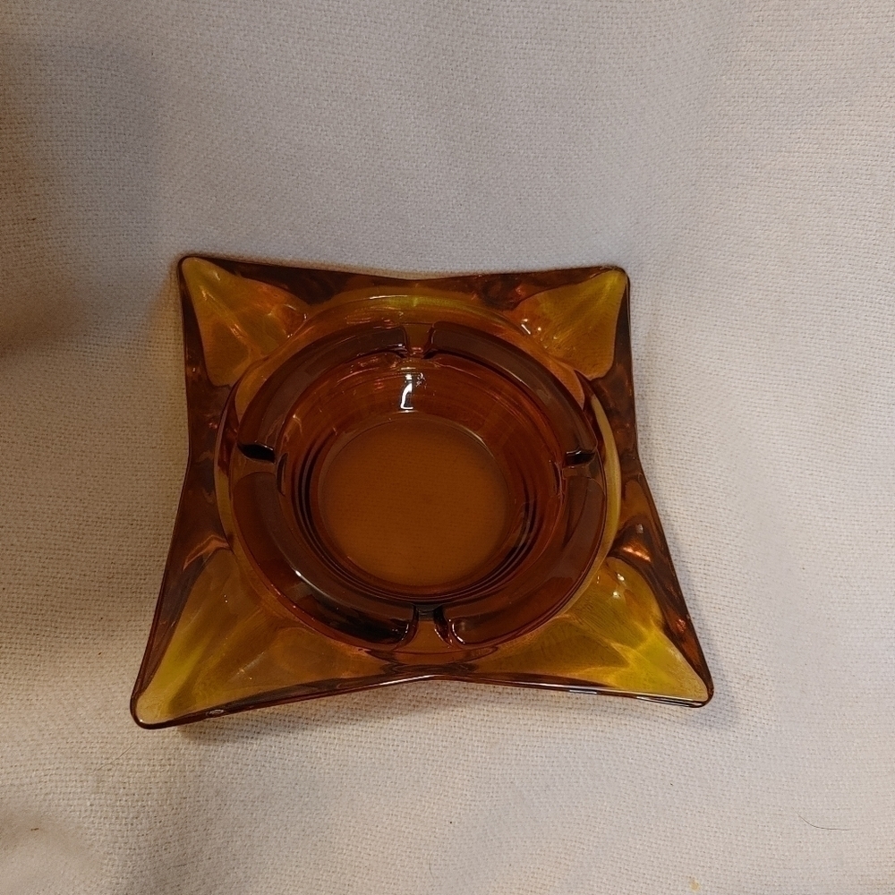 Vintage Amber Glass Set of Ashtrays
